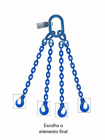 Linga de corrente 4 ramais elo x gancho - Grau 10